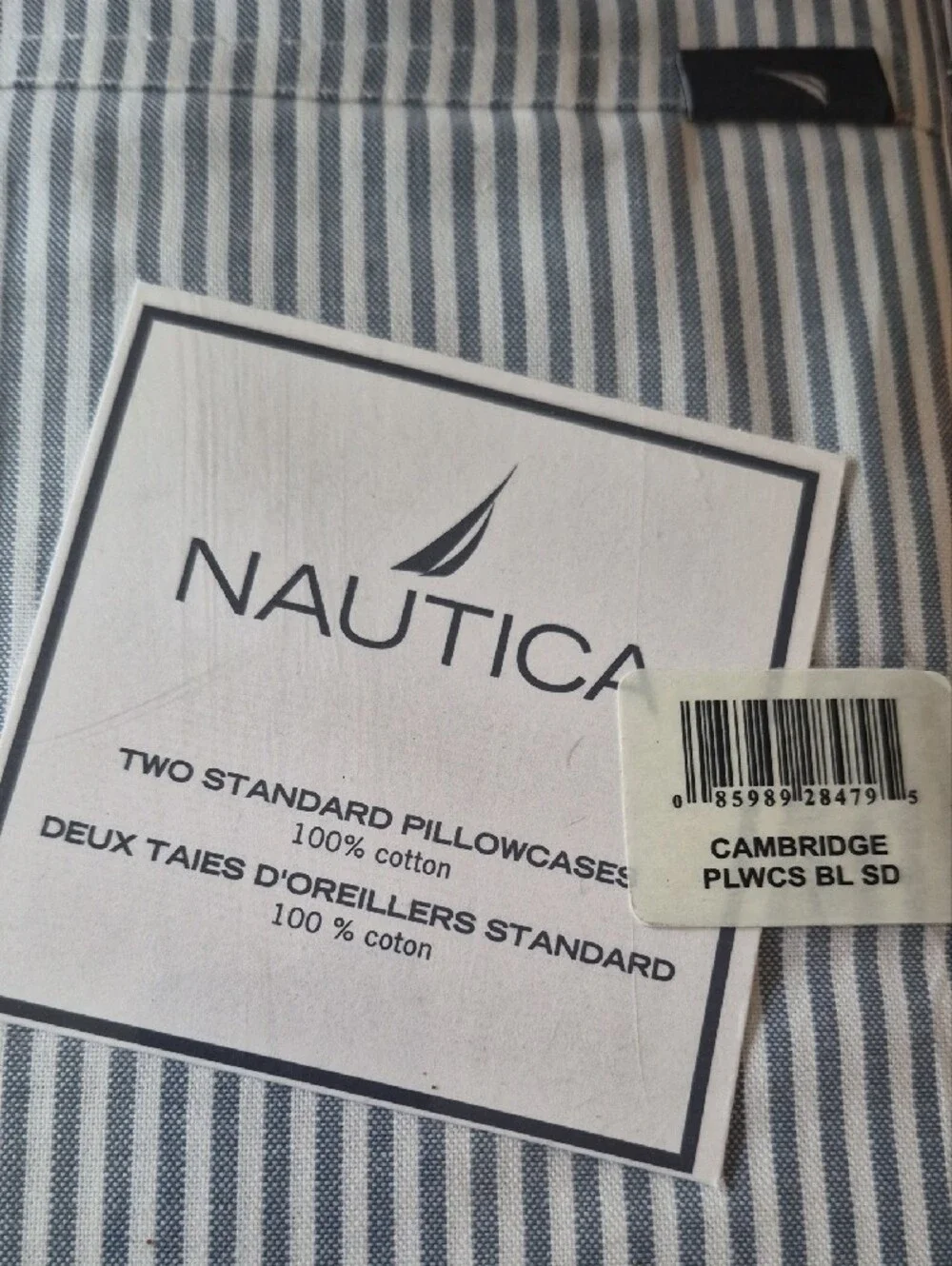 Nautica Blue Pinstripe 2 Standard Pillowcases